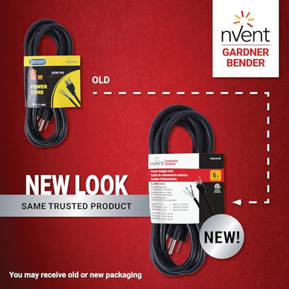 nVent GARDNER BENDER PS615143 6 ft Replacement Appliance Power Cord 14/3 AWG Heavy-Duty SJTW Cable with Grounded NEMA 5-15 Plug 15A 125V 1875W Power Tool & Appliance Cord (Formerly: Bergen Industries) - size: 6 ft, style: 14 AWG
