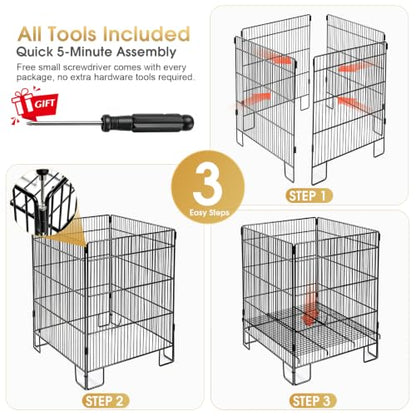 Carbon Steel Wire Dump Bin Storage Rack, 32*24in Height 50lbs Load Capacity