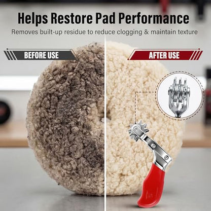 Dreyoo Buffing Pad Cleaning Tool, Metal Spur for Wool Polishing Pads