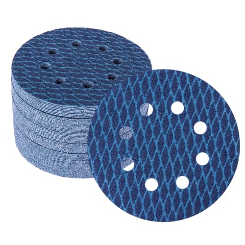 5 inch Rhombus Diamond Shape Blue Sanding Discs, 8-Hole, 70 Disc Variety Pack, Grits 60 - Hook & Loop Sandpaper, Random Orbital Sanders, Metal Wood - style: 5 inch 60 grit