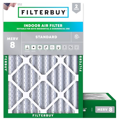 Filterbuy 10x16x4 Air Filter MERV 8 Dust & Allergy Defense (2-Pack) - size: 10x16x4