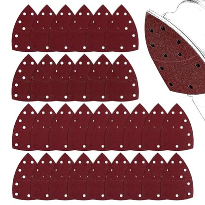 30pcs Sander Replacement Pads, 60/80/120/240 Grit Mixed Sandpaper with Hook & Loop Back 11-Hole Design for Detail Mouse Sanders Compatible with SKIL