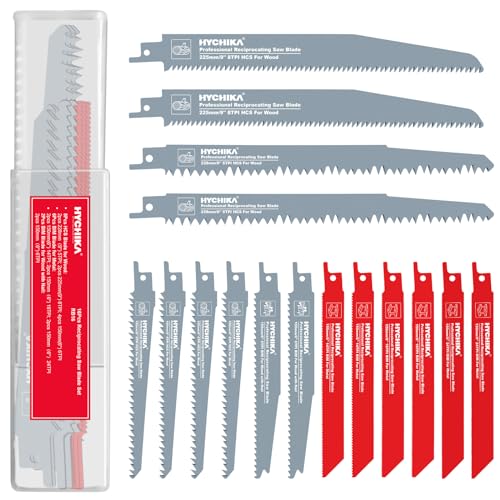 HYCHIKA 16 Pieces Reciprocating Saw Blades, Durable Saw Blades with Organizer Case Perfect for Pruning, Wood Cutting or Metal Cutting