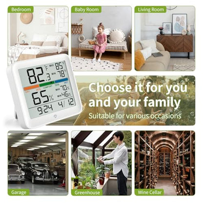 Indoor Digital Thermometer Hygrometer, Room Temperature Humidity Monitor - color: White