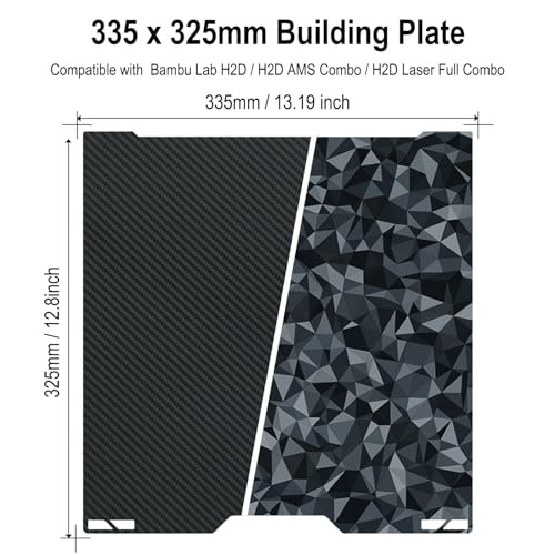 335x325mm PEO + PET Build Plate for Bambu Lab H2C/A2L - size: 335x325mm