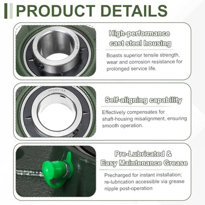 uxcell UCF209-26 Pillow Block Bearings,1-5/8 inch Bore(ABEC3) - size: UCF209-26 (1-5/8 inch)