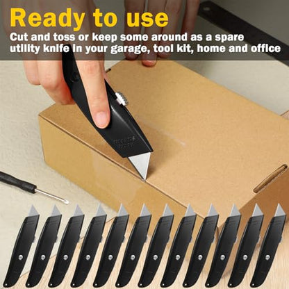 Reginary 30 Pcs Box Cutters Bulk, Utility Knives, Black - color: Black