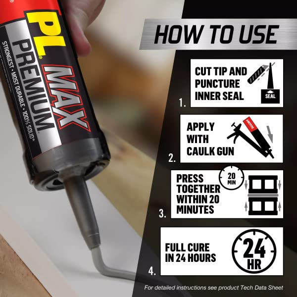 Loctite PL Premium Max Construction Adhesive, 9 fl oz Cartridge, 12 Pack - Versatile Construction Glue for Wood, Concrete, Stone & More - size: 12 Pack
