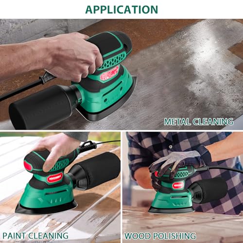 HYCHIKA 60PCS Sander Sandpaper, Detail Sander Sandpaper Assorted 60/80/100/120/180/240 Grits with 6 Holes for Wood Sanding, Fit HYCHIKA 140W Detail Electric Sander(Model Number: ‎TX104) - style: 60 Sanderpapers