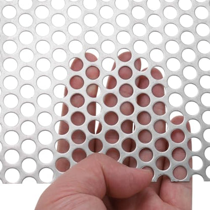 PATIKIL 19.7" x 9.8" 304 Stainless Steel Perforated Sheet, 2Pcs 0.3" Round Hole 20GA Expanded Metal Mesh Plate Screen Decorative Meshes for Ventilation Grill