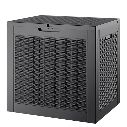 Outdoor Storage Waterproof Deck Box for Patio (35 Gallon, Black) - color: Black, size: 35 Gallon