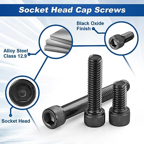 1/4-20 x 1-1/2" Socket Head Cap Screws, Stainless Steel 18-8 Black Oxide, Allen Hex Drive, Fully Threaded, 25 PCS - size: 1/4-20 x 1-1/2"