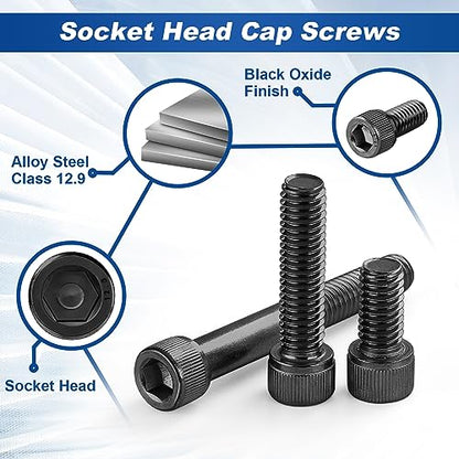 1/4-20 x 1-1/2" Socket Head Cap Screws, Stainless Steel 18-8 Black Oxide, Allen Hex Drive, Fully Threaded, 25 PCS - size: 1/4-20 x 1-1/2"