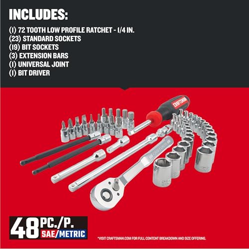CRAFTSMAN 48Pc 1/4-in. Drive Mechanics Tool Set (CMMT12117) - size: STANDARD, style: NEW 48 Piece Set
