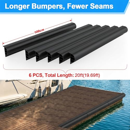 FUQUN P-Profile Dock Bumpers, 2.8/10/20 FT Heavy-Wall EPDM Rubber Docking Fender for Straight & Side Protection, Wider & Thicker Dock Edging Bumper with 304 Stailess Steel Screws & Drill Bit - size: 6 pcs × 3.3 ft | 20 ft Total