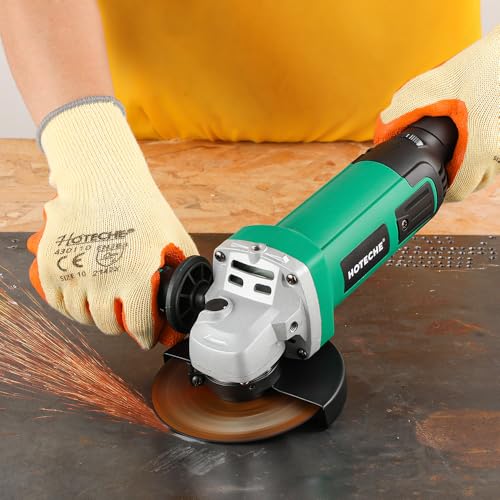 Hoteche 5-Inch Angle Grinder 11-Amp Heavy Duty Variable Speed Power Grinder Corded Electric Grinding & Cutting Tool for Metal, Quick-Change Disc Compatible(Tool Only) - size: 5-Inch 11-Amp