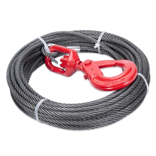 6x37 Heavy-Duty Winch Cable, 3/8 Inch x 100 Feet Steel Cable - size: 3/8"x100ft