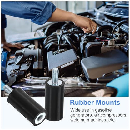 uxcell M5 Rubber Mounts, 4Pcs 15x30mm(DxH) Rubber Cylindrical Anti Vibration Isolator Shock Absorber with Lock Nuts for Car Bobbin Generator Air Compressors - size: M5x15mm, 15x30mm Rubber