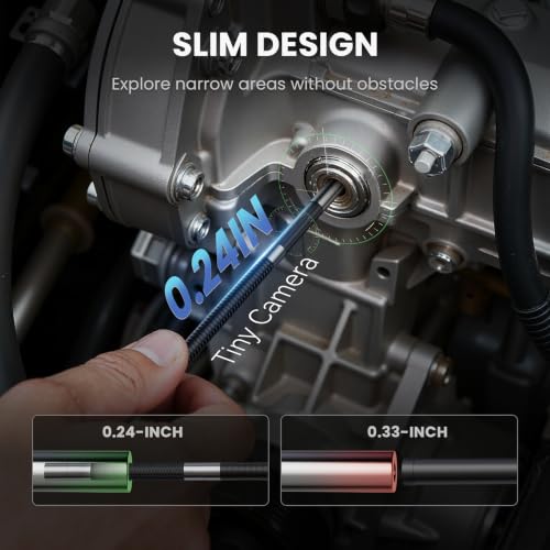 Ralcam 360° Articulating Borescope, 6.2mm/0.24in Slim Probe - size: 10FT