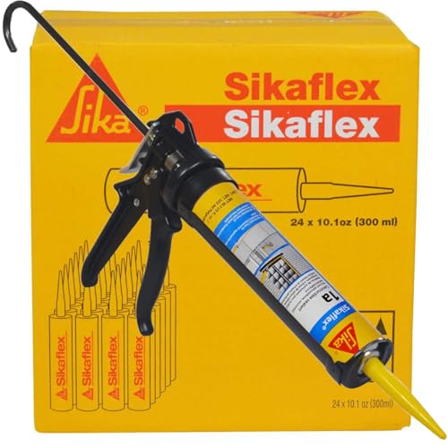 Sikaflex 1a Kit - One Component, Flexible, Non Sag, Polyurethane Concrete and Masonry Sealant for Vertical and Horizontal Surfaces, AWF PRO Caulk Gun, Sikaflex 1a 10 oz (White, Pack of 24) - color: White, size: Pack of 24