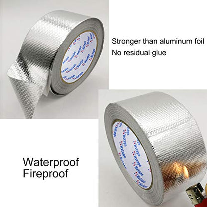 Glass Fiber Cloth Aluminum Tape, Silver, (6mil x 2" x 66ft) Perfect for HVAC, Sealing & Patching Hot & Cold Air Ducts, Metal Repair Duct Tape, Professional Grade.