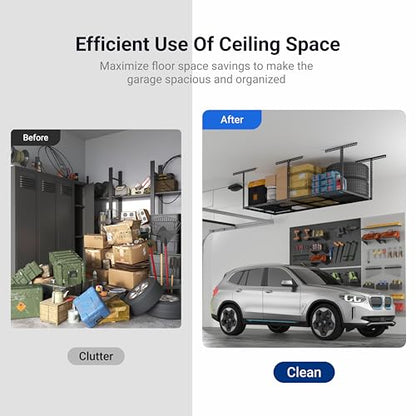 FLEXIMOUNTS 3x8 Overhead Garage Ceiling Storage Rack, 2 Pack, Hammertone - color: Hammertone, size: 3x8 ft