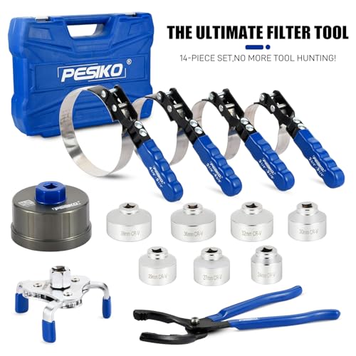 14 Piece Oil Filter Wrench Set, Organized in Storage Case - size: 14-piece Set