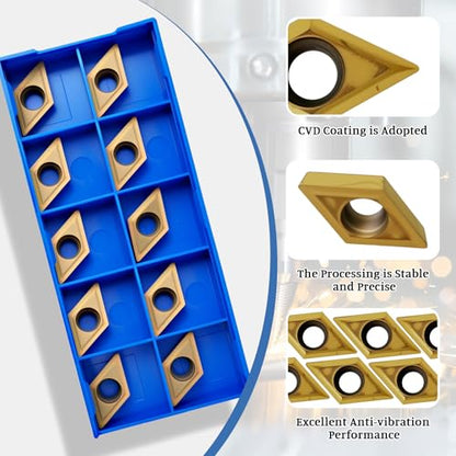 10Pcs DCMT11T304 DCMT32.51 Carbide Turning Inserts - size: DCMT32.51 DCMT11T304