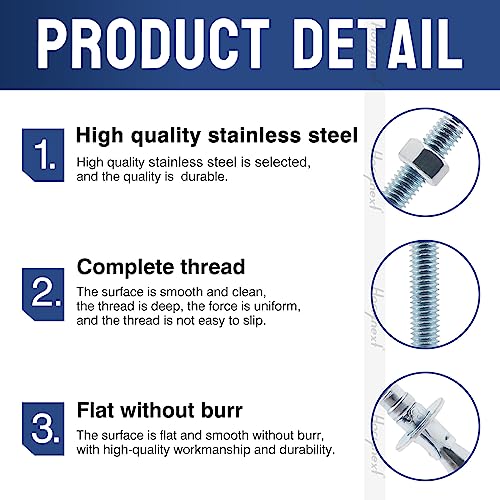 3/8 Concrete Anchors, 3/8 Wedge Anchors Bolts, 4-1/2" L, 10 Pcs - size: 3/8" x 4-1/2"