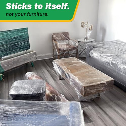 4 Pack Industrial Strength Clear Stretch Wrap Film 18" x 1000 Ft 80 Gauge Thick with Plastic Handle, Durable Self-Adhering Heavy Duty Shrink Plastic Wraps for Pallets Moving & Packing - color: Clear