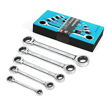 DURATECH Double Box End Ratcheting Wrench Set, SAE, 5-Piece, 5/16" to 7/8"