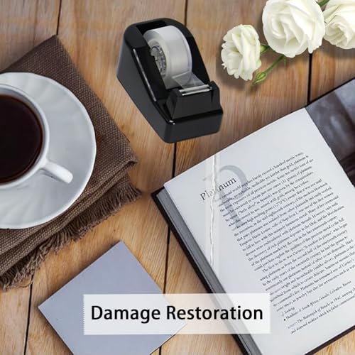 Tape Dispenser Desk,Desktop Tape Dispenser, Tape Dispenser with Weighted Non-Skid Base, Includes 6 Rolls Transparent Tape (0.71" x 1000"),Heavy Duty Tape Holder for Office, Home, School(Black) - color: Black