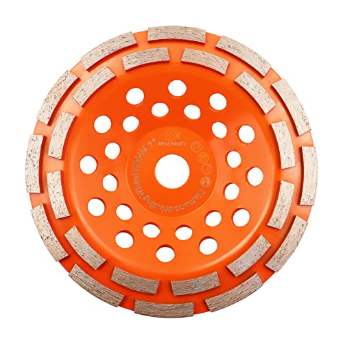 Concrete Diamond Grinding Cup Wheel,BRSCHNITT 7 inch Angle Grinder Diamond Double Row Cutting Wheel for Grinding/Polishing/Cleaning Surface Grinding Granite, Concrete,Stone,Cement,Marble,Rock (180mm) - size: 7"(180mm)