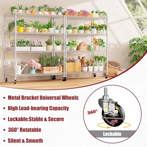 PrimeZone 4 Tier NSF Steel 55.5" Wx24 Dx76 H Wire Shelving 2400lbs - size: 55.5" W x 24" D x 76" H