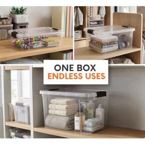 Superio 21 Quart Clear Plastic Storage Boxes with Lids, Stackable Organizer Containers, BPA-Free Storage Bins for Home, Office, School & Dorm, 1 Pack - size: 21 Quarts