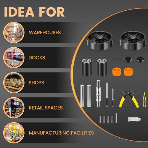 PTH50 Pallet Jack Wheel Replacement Kit Set Complete Fit for Crown PTH50 Pallet Jacks and Most Standard Pallet Jacks, with A Load Capacity of 5500 lbs