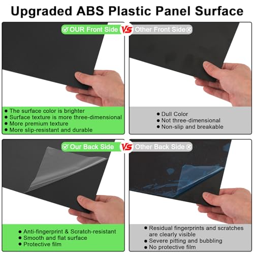 2Pack Black ABS Plastic Sheet 10" x 14" x 1/8" Thick Black Rigid Thermoplastic Sheet (Upgrade Surface) 3MM Flexible High Tensile ABS Moldable Plastic Panel for Crafts, DIY, Signs - color: Black, size: 10" x 14" x 1/8"