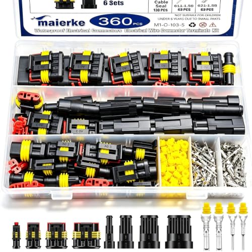 360PCS Waterproof Automotive Connectors Plug Connectors 1/2/3/4/Pin - color: Black, size: 360PCS