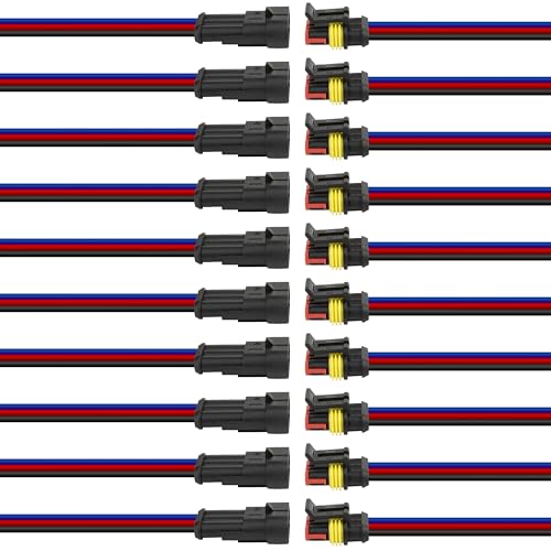 BFXM 10 Sets Car Waterproof Electrical Connector, 16 AWG 3 Pin Connector - color: 3pin, size: 10 Sets