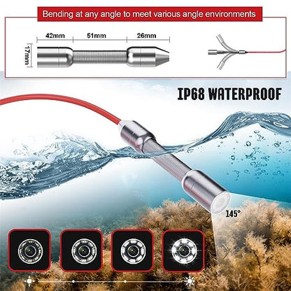 Sewer Camera 100FT/30M Borescopes Pipe Inspection Camera with 16G DVR/Audio Recorder 5600mA Battery 17MM 4.3inch Screen Industrial Plumbing Snake Drain Endoscope - size: 100FT/30M