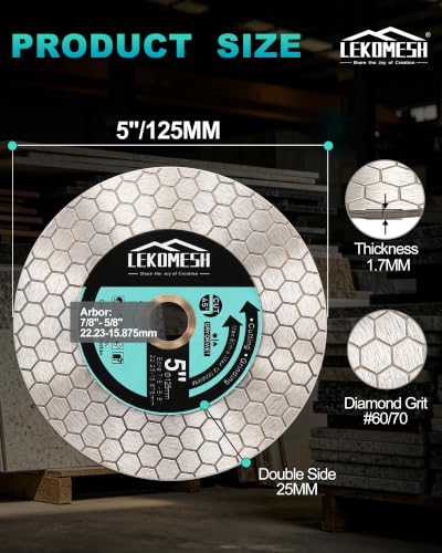 Tile Blade 5"/125mm Diamond Saw Blade Hexagon Design for Cutting and Grinding Granite Marble Ceramic Porcelain Tile,Arbor 7/8"-5/8" - size: 1 pc - 5 inch (125mm) - Arbor 7/8"-5/8"