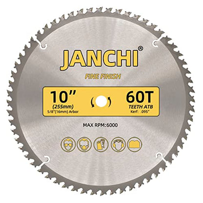 3-Pack Combo 10-Inch 32T & 60T & 80T Woodworking Saw Blades with 5/8" Arbor, .095" Thin Kerf Alternating Top Bevel Tungsten Carbide Teeth Miter/Table Saw Blade Ideal for Various Woods Cutting - size: 10" 32T/60T/80T