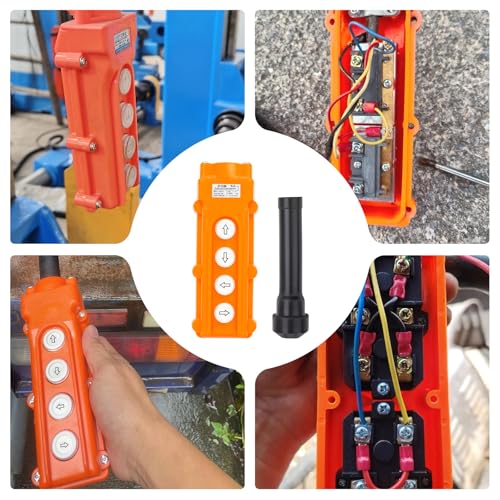 2Pcs COB61-Up-Down Left Right Rainproof Crane Push Button Switch, Orange Crane Pendant Control Station Push Button Switch with Rubber Cable Barrel - size: Up-Down Left Right