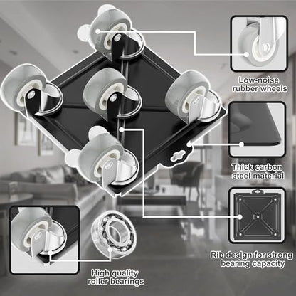 2,400 lb Capacity Furniture Dolly Set, 6.8-Inch Platforms, Black - color: Black, size: 6.8x6.8 IN