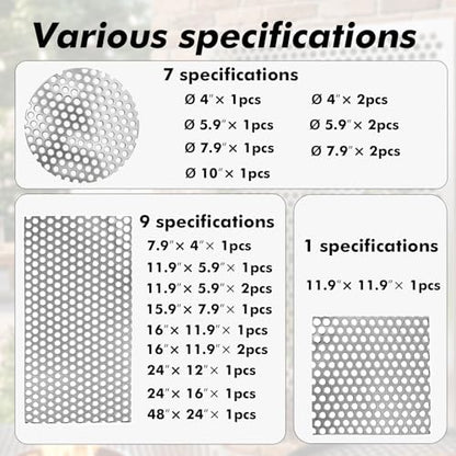 Perforated Stainless Steel Sheet, 0.2" Aperture (About 1/5",5mm), 304 Stainless Steel Mesh Panel, Flue Ventilation, Filtration, Speaker Grille (2pcs 11.9'' x 5.9'' Rectangle) - color: 2pcs 11.9'' x 5.9'' Rectangle