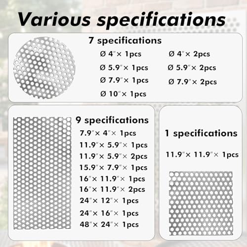 304 Perforated Stainless Steel Sheet, 0.2" Aperture (About 1/5",5mm), 19GAStainless Steel Mesh Panel, Flue Ventilation, Filtration, Speaker Grille (2pcs 4'' Round) - color: 2pcs 4'' Round