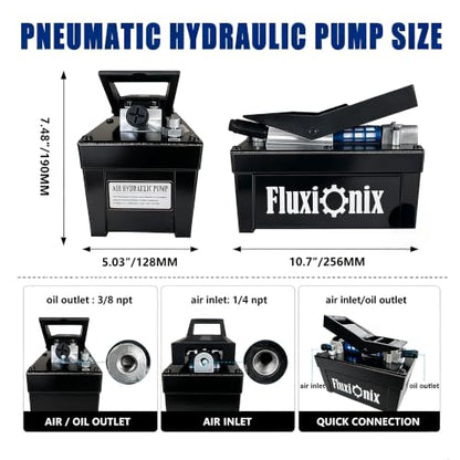 Air Hydraulic Pump 10,000 PSI, 1.7L Reservoir,NPT 1/4" Inlet, NPT 3/8" Oil Outlet, Hydraulic Pump Air Hydraulic Foot Pump with 6.6ft Pipe, Black - color: Black