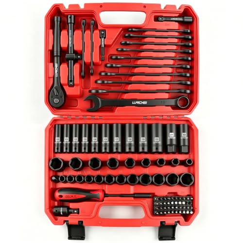 3/8" Drive Socket Set, 93 Pcs Dual Wrench Kit SAE and Metric Tool Set - size: 3/8" 93pcs socket set