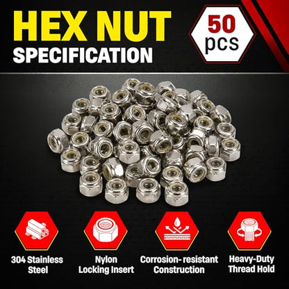 Chenango Supply 3/8-16 Stainless Steel Nylon Insert Lock Nuts - size: 3/8-16 NYLOCK