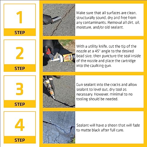 SIKA Sikaflex-410 Asphalt Sealant, Black, Self-Leveling Hybrid Sealant for Filling Cracks in Asphalt Driveways, Roadways, and Pavements - 9 fl. oz. Cartridge, Fills Cracks up to 1.5 in. Wide - size: 9 Fl Oz (Pack of 2)